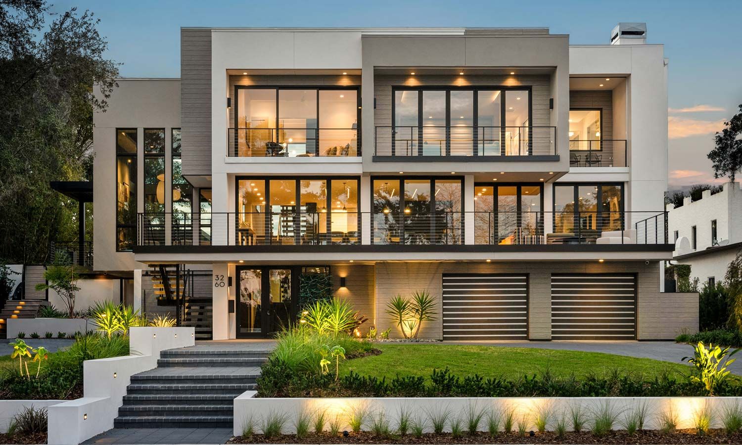 modern home with lighting in florida